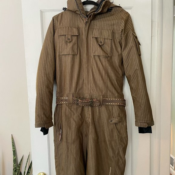 Orage Women's Oneside Pinstriped Snow Suit with Utility Screwdriver Belt - Picture 1 of 5